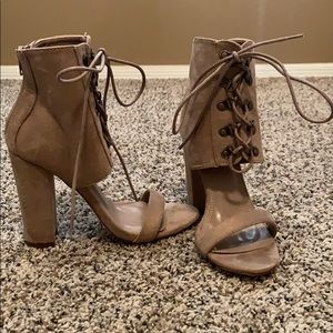 Nude tie-up Heels